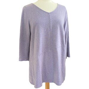 J Jill Purejill Purple Knit Tunic Top Long Coastal Grandma Beachy Lagenlook-L